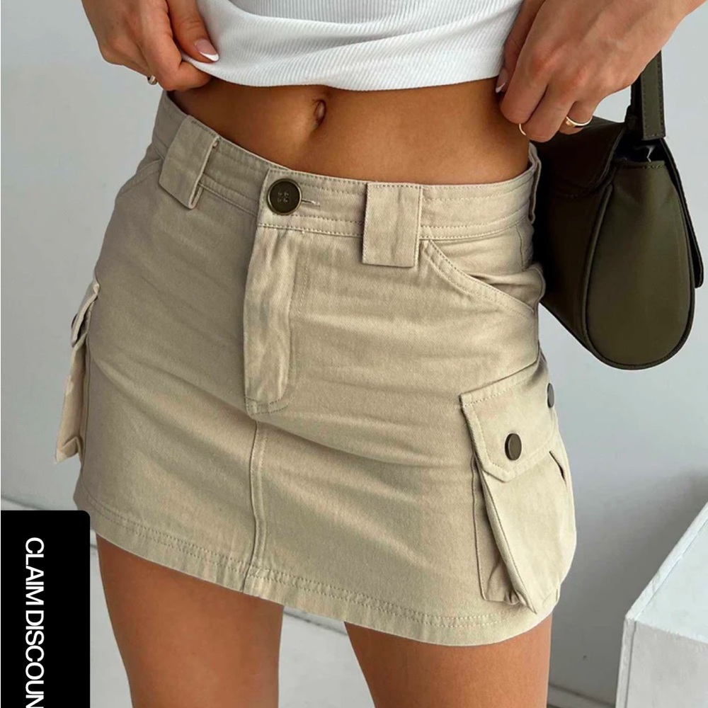 Princess Polly LYDIE CARGO MINI SKIRT BEIGE